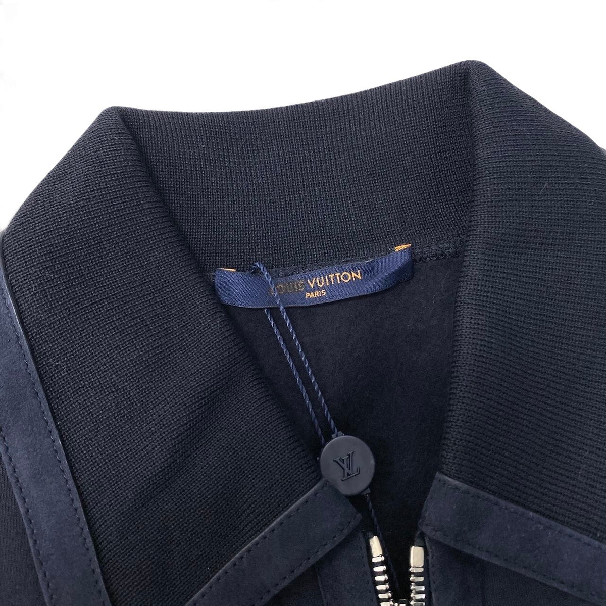 28j16 【未使用タグ付】 LOUIS VUITTON ルイヴィトン 2018 ジップアップ レザーブルゾン ジャケット RM181M FMC HEY11W サイズM ネイビー コットン  ムートン メンズu02t