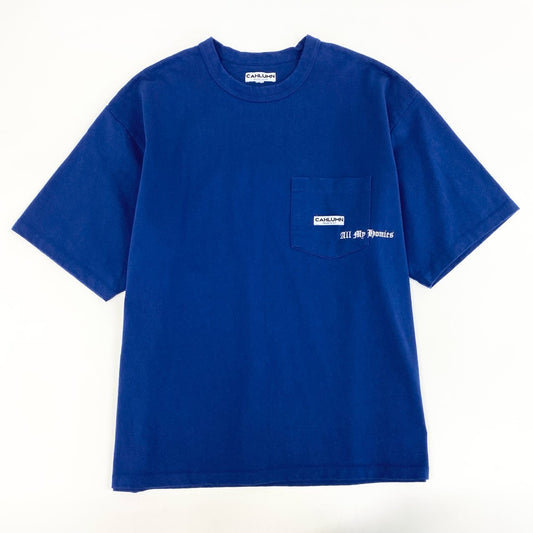 36e2 CAHLUMN × ALL MY HOMIES カウラム オールマイホーミーズ Tシャツ 変形カットソー オーバーサイズ トップス XLサイズ ブルー コットン