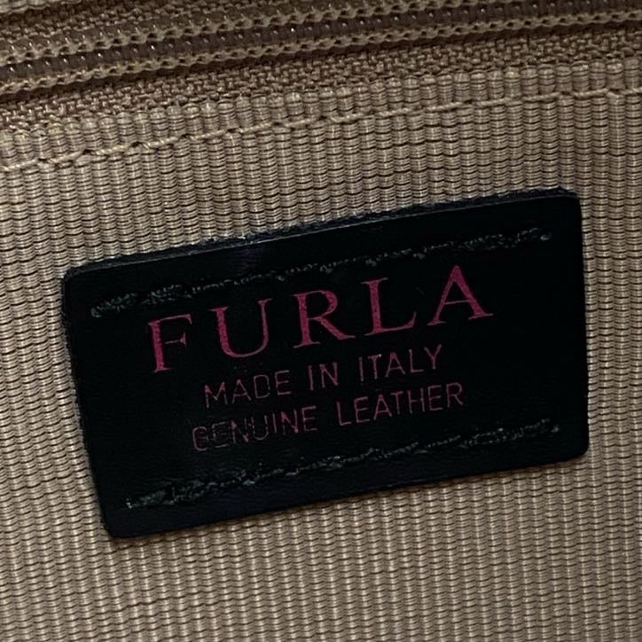 Bh15 FURLA フルラ BRAVA MINI チェーン ショルダーバッグ ベージュ レザー Leather Shoulder Bag イタリア製