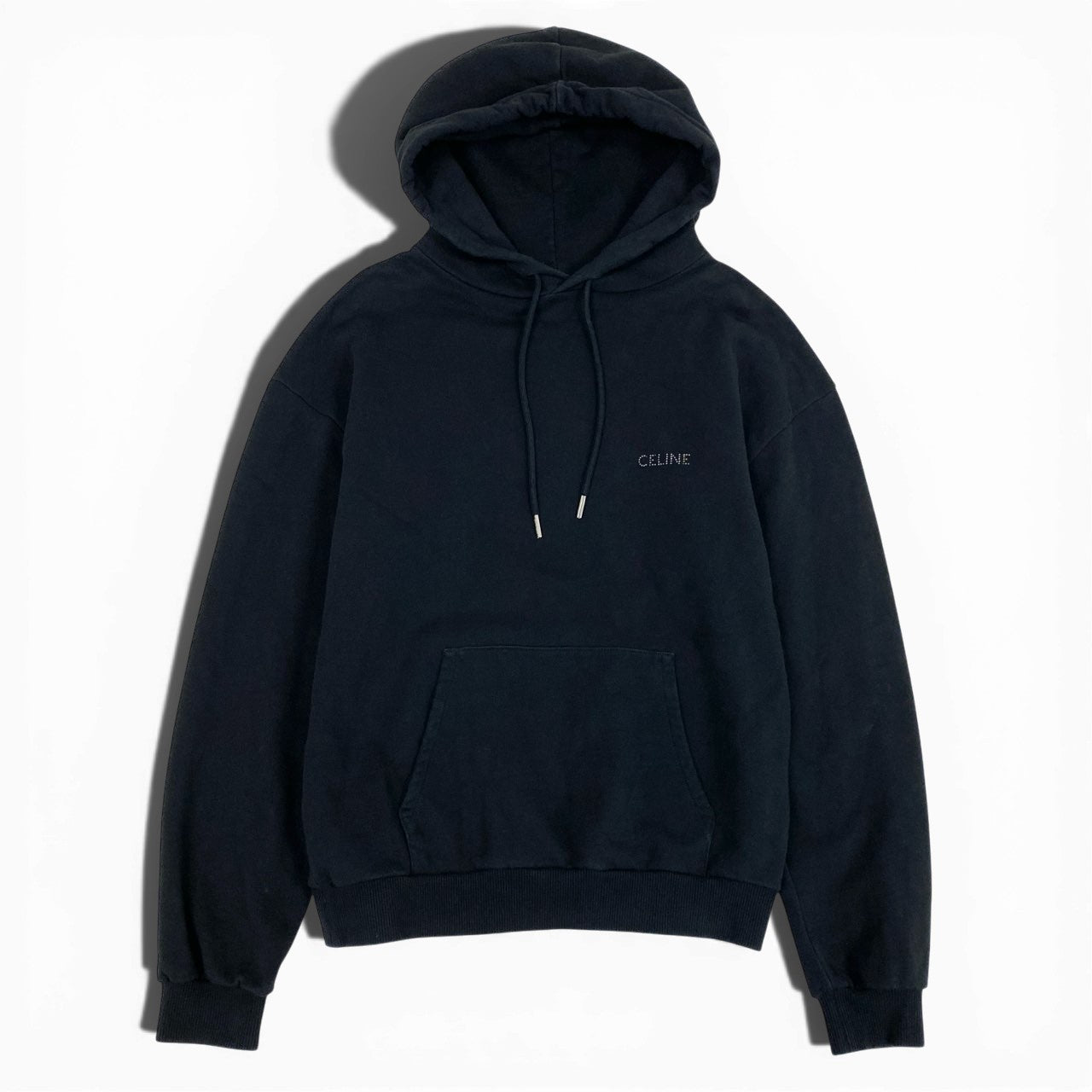 IL23 CELINE セリーヌ エンブロイダリールーズフィットパーカー フーディー マイクロスタッズ トップス 2Y961670Q Sサイズ ブラック メンズ 男性用o07t