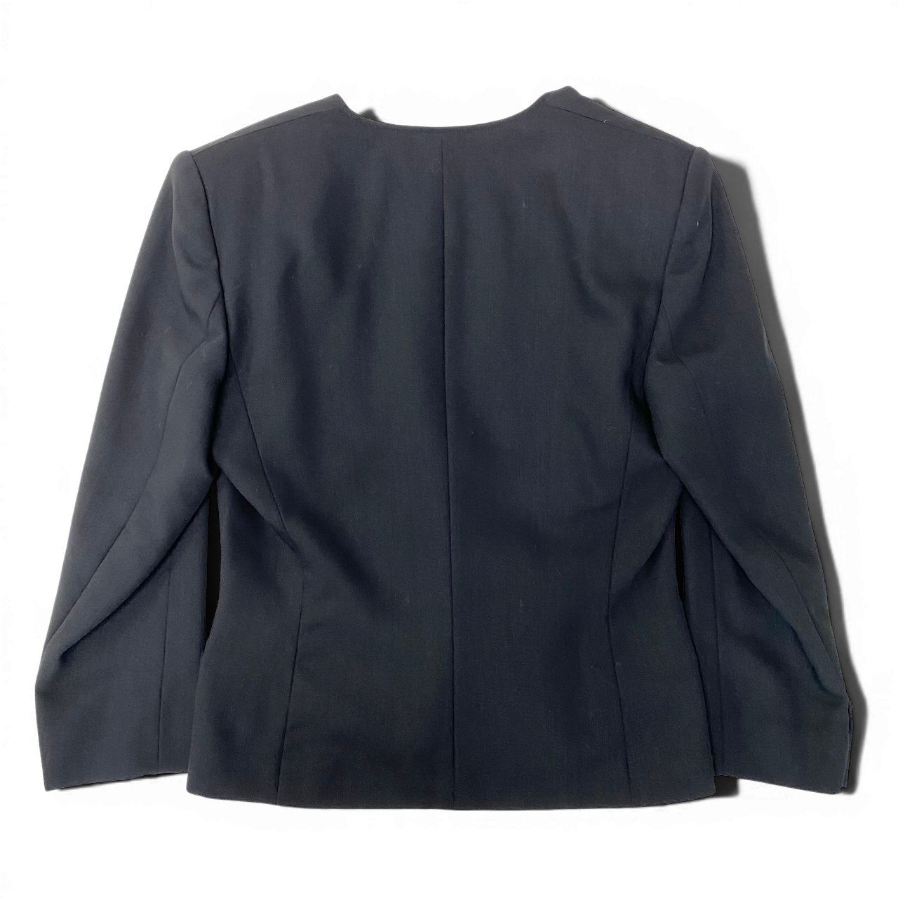 89g24 【美品】Christian Dior クリスチャンディオール ノーカラージャケット フォーマルジャケット アウター Lサイズ ブラック ウール100％ レディース 女性用u02t