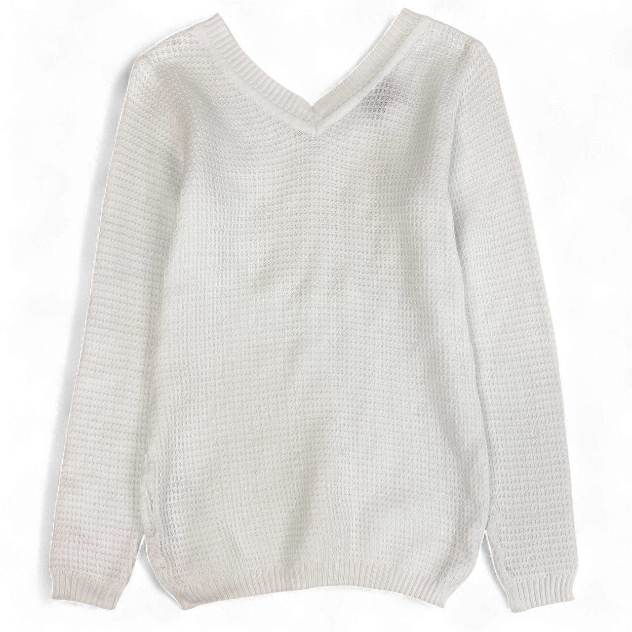 76k21 VERSACE ヴェルサーチ vintage front logo knitwear ロゴ刺繍 ニット サイズS ホワイト レディース トップスk02i