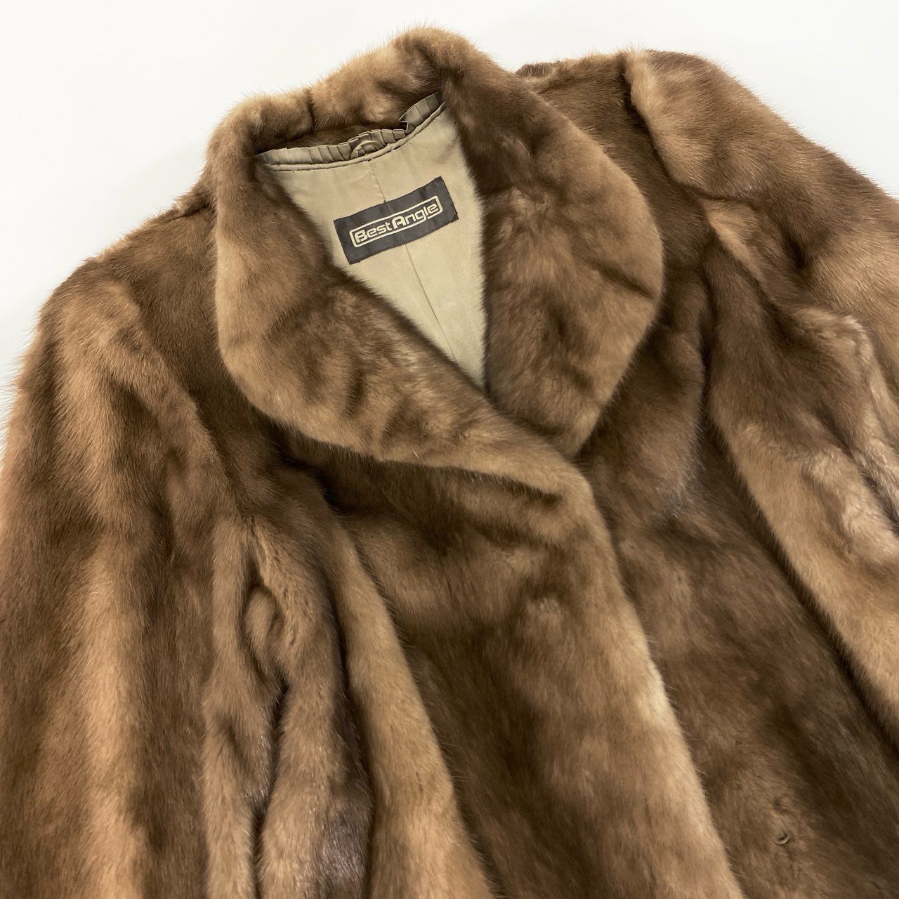6L16 Best Angle パステルミンク ファーコート サイズ11号 茶系 本毛皮 MINK FUR ポケット有t18r