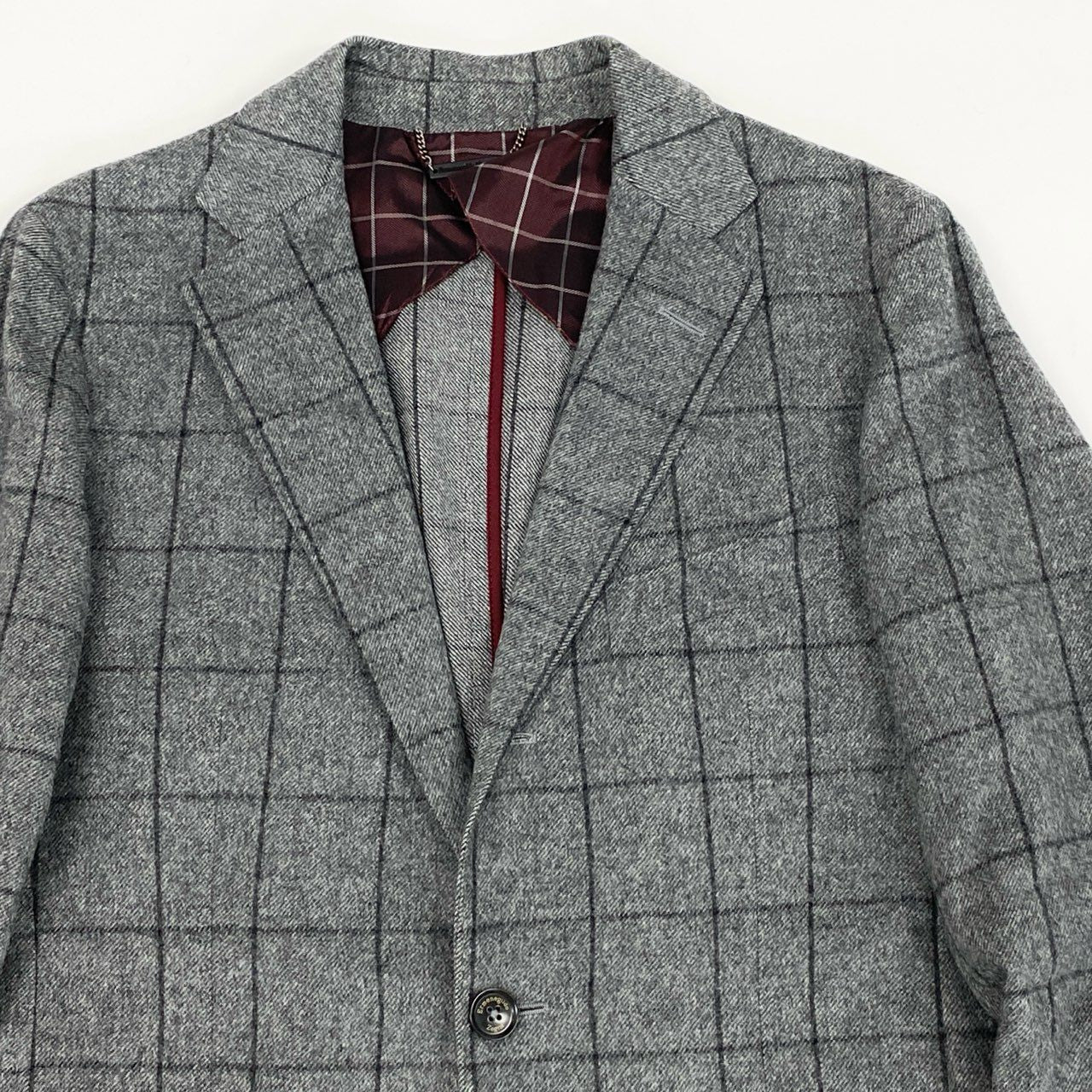 74i8 《美品》 Ermenegildo Zegna エルメネジルドゼニア テーラードジャケット レザージップ エルボーパッチ 44 グレー ウィンドペン ウール メンズu02t