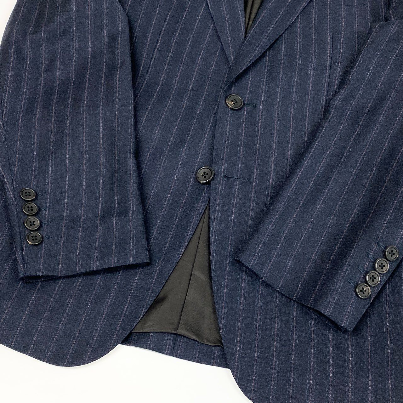 22a23 Paul Smith COLLECTION ポールスミス コレクション ゼニア生地 シングルスーツ セットアップ M ネイビー ストライプ ウール メンズu02t