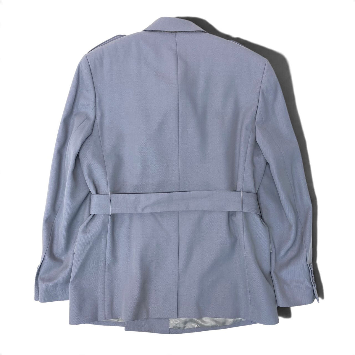 10j15 【未使用】 DIOR HOMME ディオール オム アシンメトリーボタン サファリジャケット ウエストベルト サイズ48 ブルーグレー ウール100％ メンズu02t