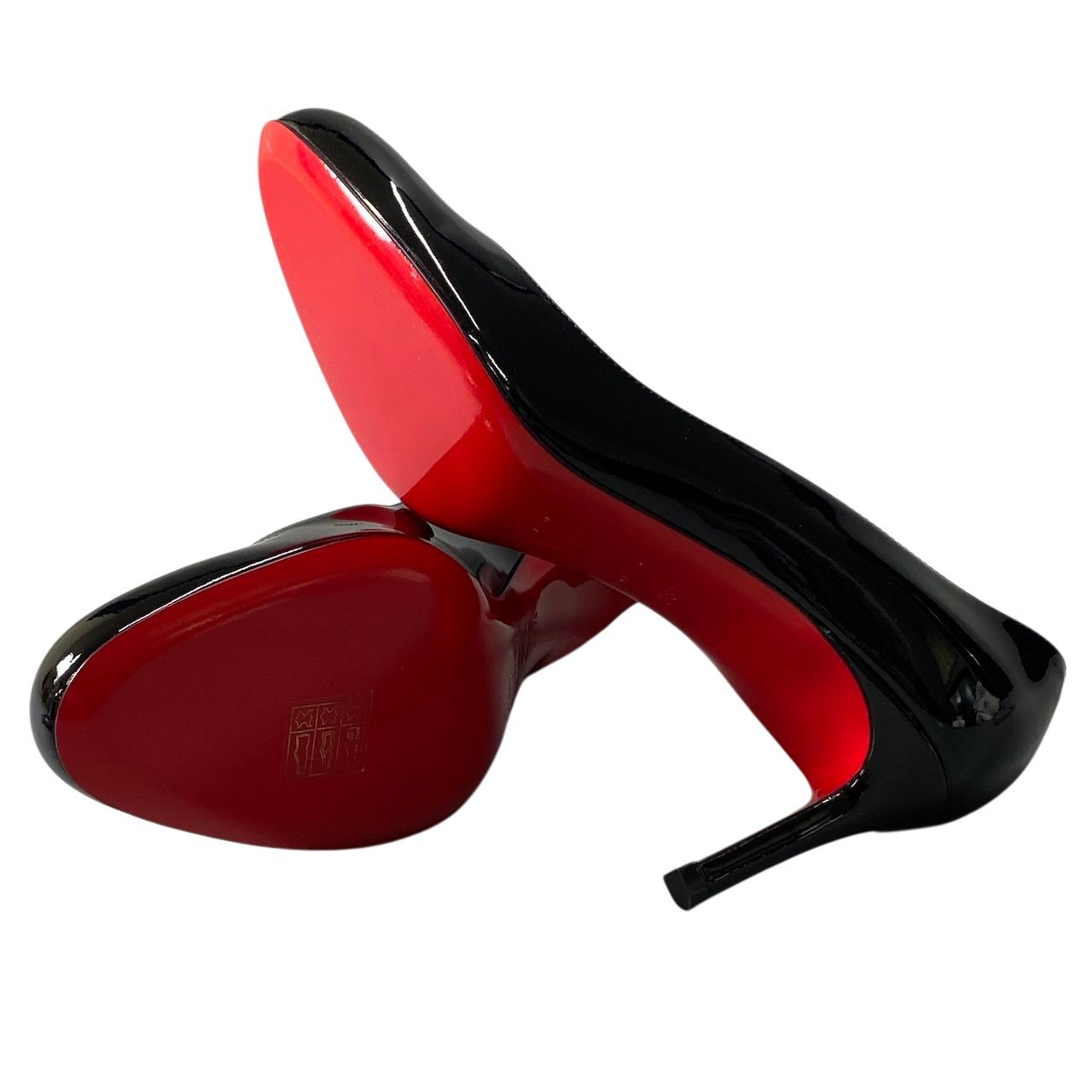 《極美品》 Christian Louboutin クリスチャンルブタン エナメルパンプス SIMPLE PUMP 70 PATENT CALF 38.5 ブラック パテントレザー 保存袋 箱 トップリフト付t18r