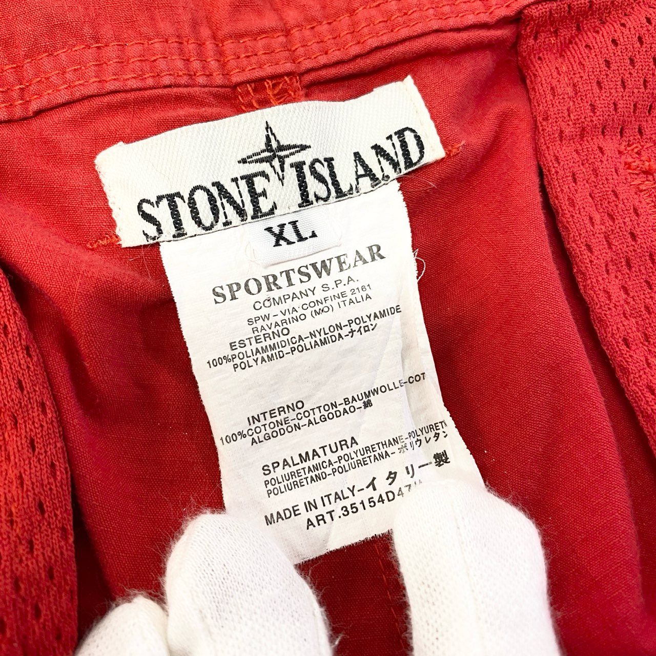2a29 STONE ISLAND ストーンアイランド ハーフパンツ ナイロンパンツ ボトムス ロゴパッチ XLサイズ レッド ナイロン100％ メンズ 男性用o07t