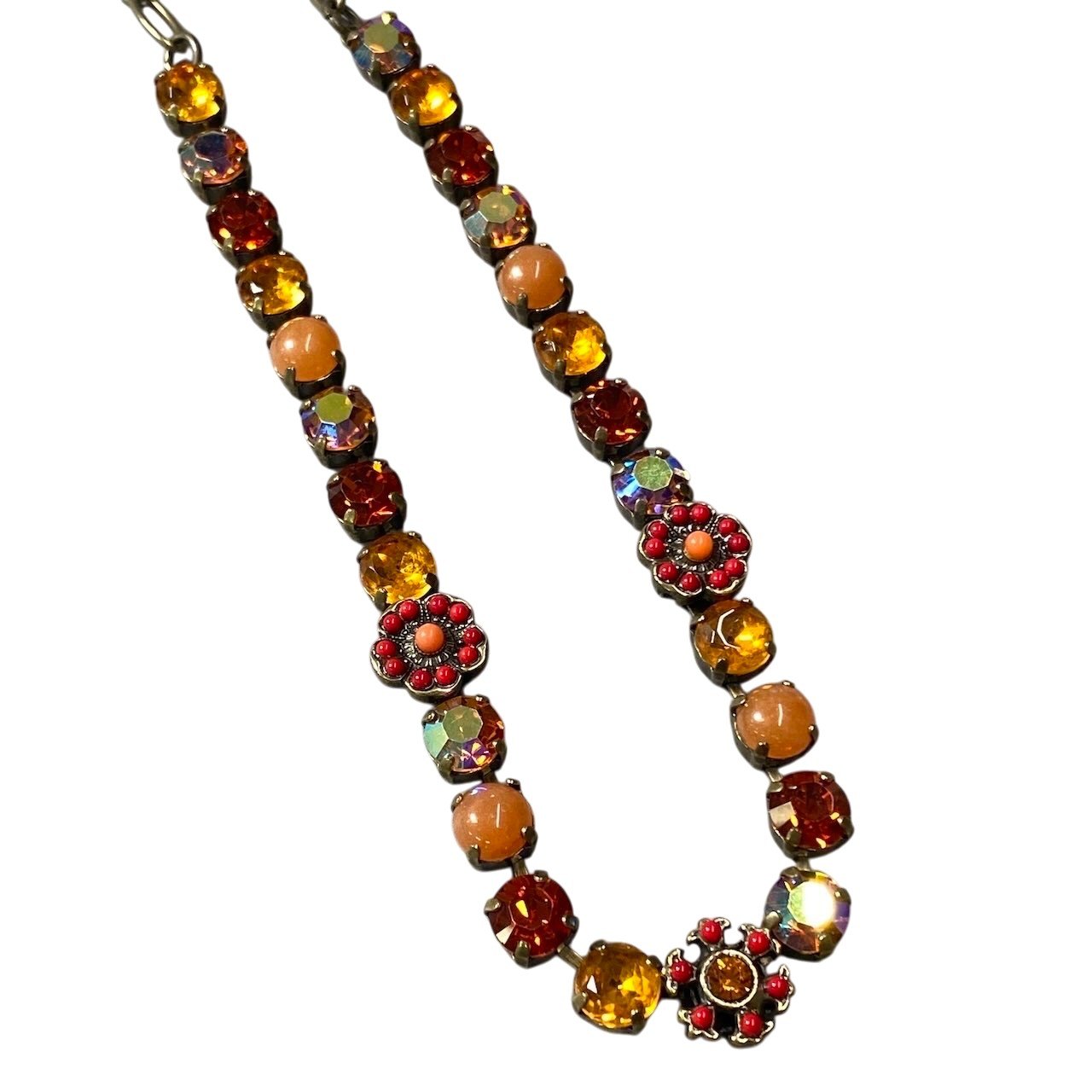 h11 17 《美品》 Mariana マリアナ 天然石 × クリスタル ビジュー オレンジ アクセサリー ジュエリー アンティークt18r
