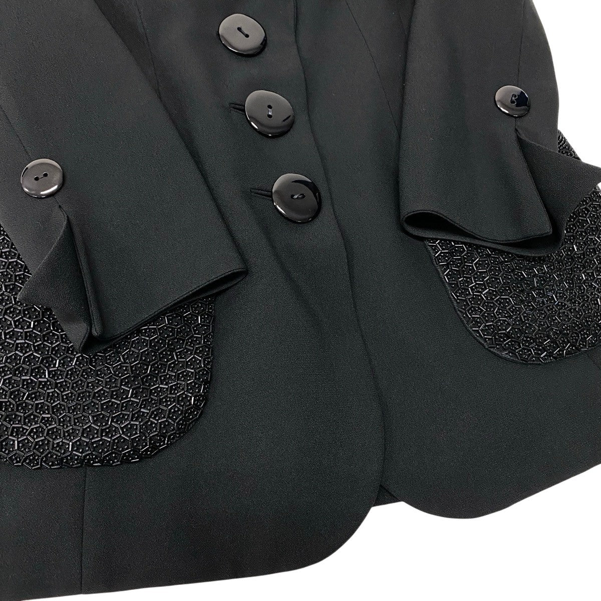 Eh10 Christian Dior クリスチャンディオール テーラードジャケット ビーズ装飾 ブラック レディースo07t