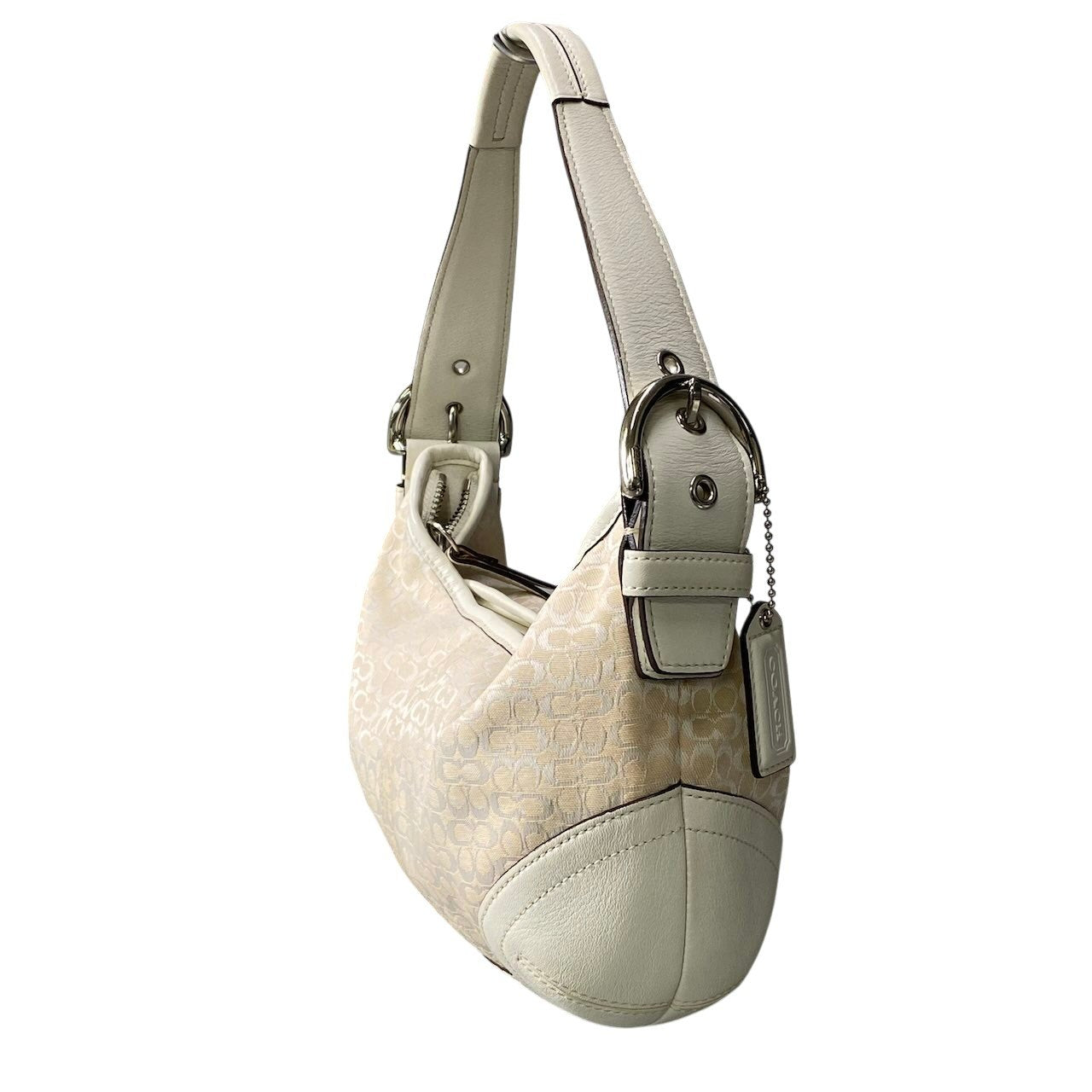COACH コーチ ミニシグネチャー ワンショルダー ホーボーバッグ Mini Signature Hobo Bag 6351 ホワイト カバン 保存袋有t18r