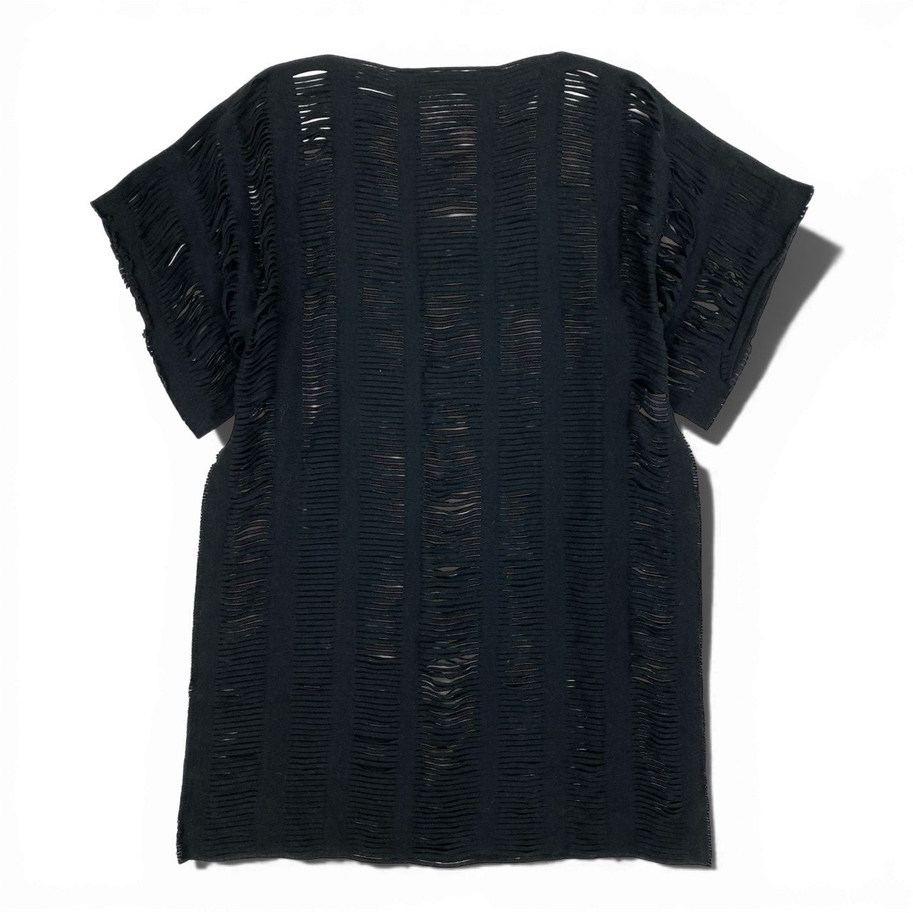 50a29 ISSEY MIYAKE イッセイミヤケ A.POC INSIDE カットワーク ニットワンピース 半袖ワンピース トップス サイズ2 ブラック レディースu02t