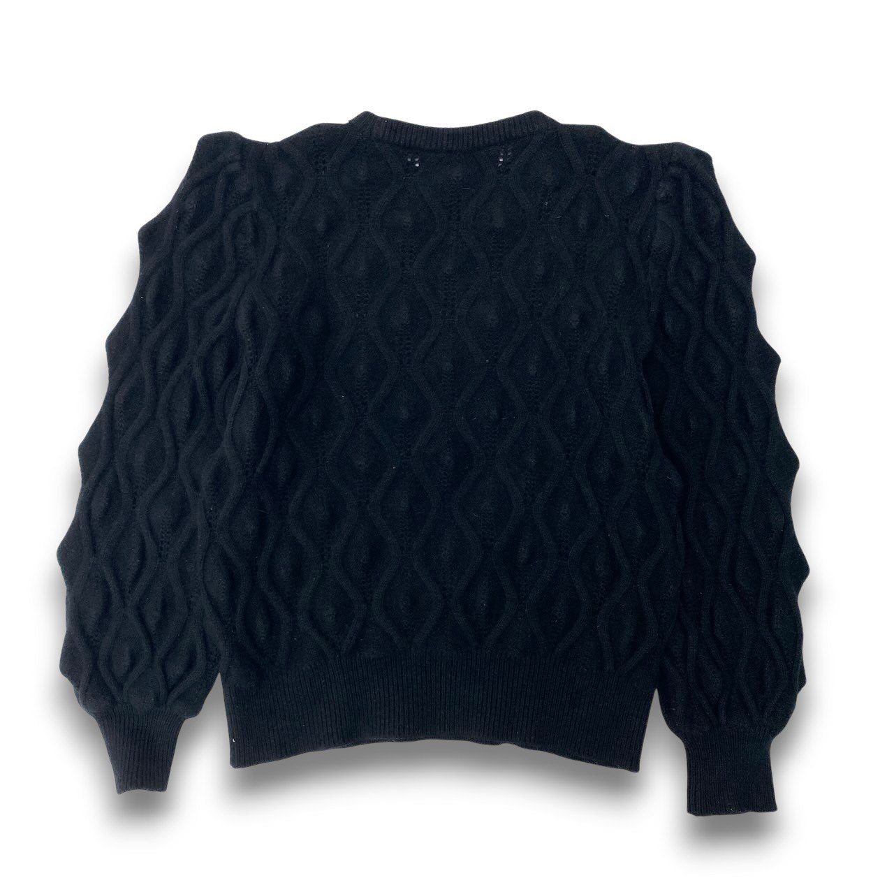 28c11 Christian Dior クリスチャンディオール ロングスリーブニット ケーブルニットセーター トップス Mサイズ ブラック レディース 女性用o07t