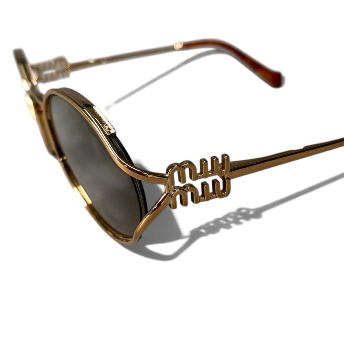 i7 Miu Miu ミュウミュウ ロゴメタル サングラス Logo Metal Sunglasses SMU52Y 54□21 ゴールド ブラウンt18r