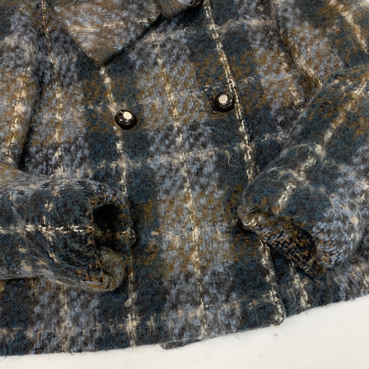 46f11 Max Ｍara STUDIO マックスマーラ ストゥディオ ダブルブレスト ウールジャケット ハーフコート チェック柄 サイズ44 マルチカラー レディース 女性用u02t
