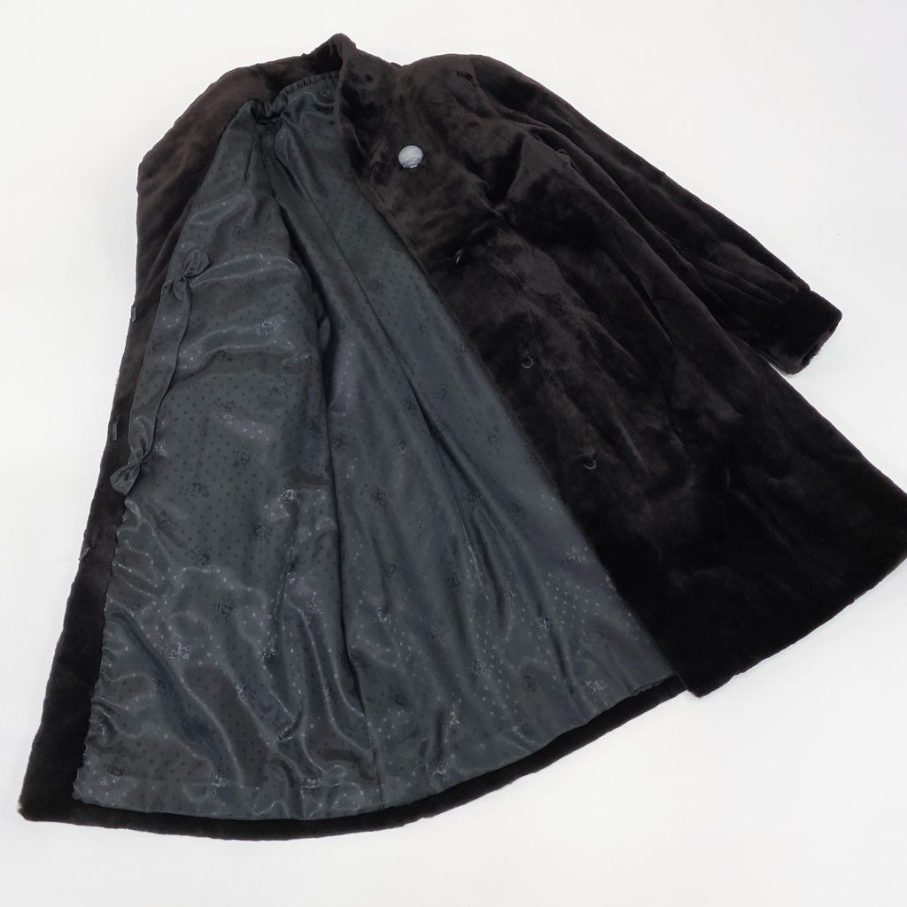 29l27 SAGA MINK サガミンク 銀サガ シェアードミンク ロングコート サイズF ダークブラウン 本毛皮 MINK FURt18r