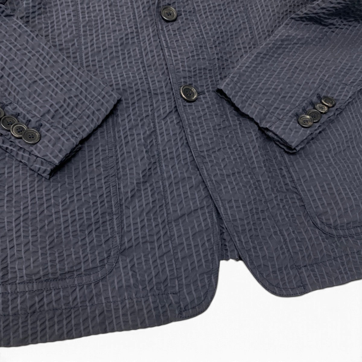 45j8 GIORGIO ARMANI ジョルジオアルマーニ レザータグ 撥水 本切羽 テーラードジャケット ブレザー サイズ48 グレーt18r