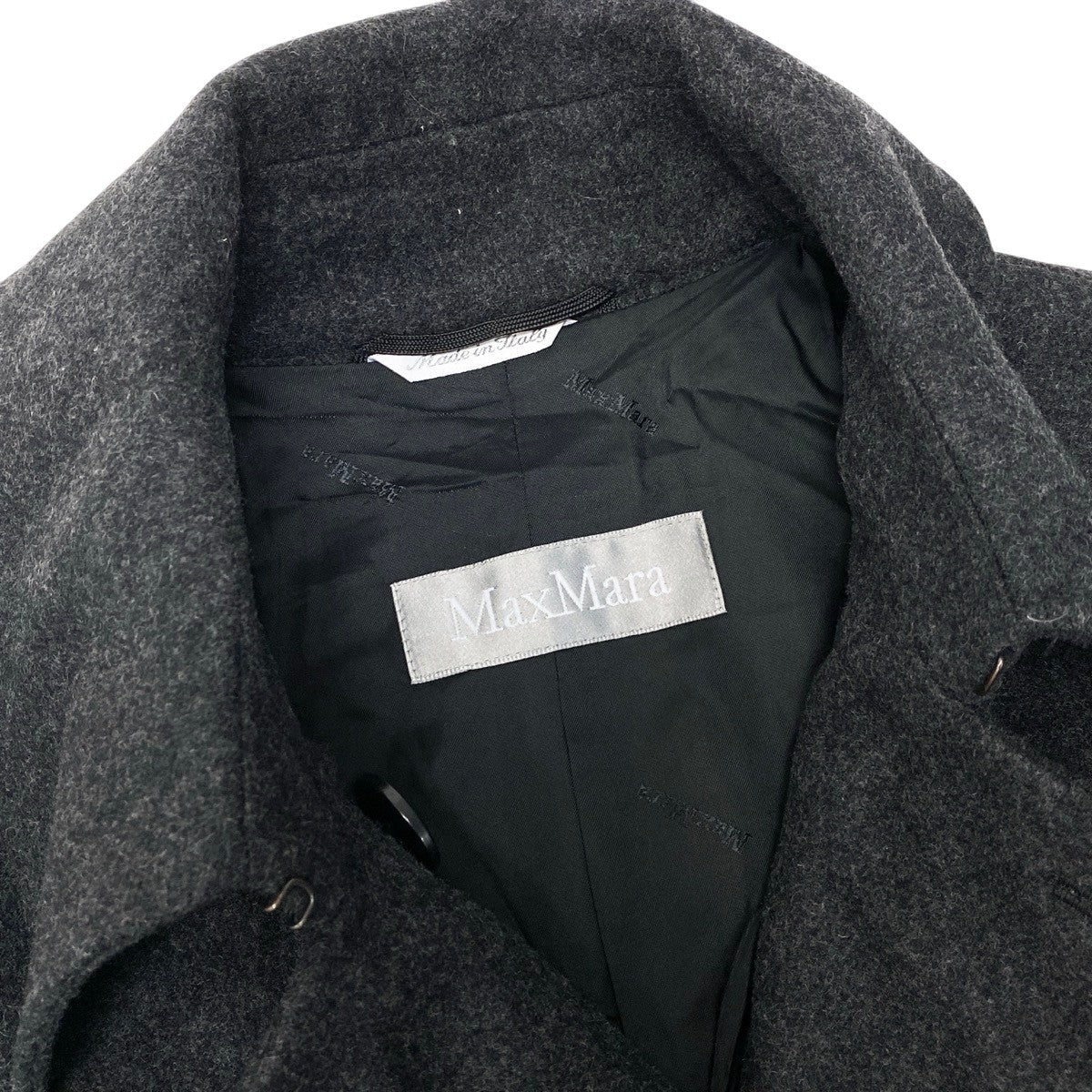 68h18 Max Mara マックスマーラ ダブルブレスト ウールジャケット ハーフコート サイズ44 ダークグレー レディースu02t