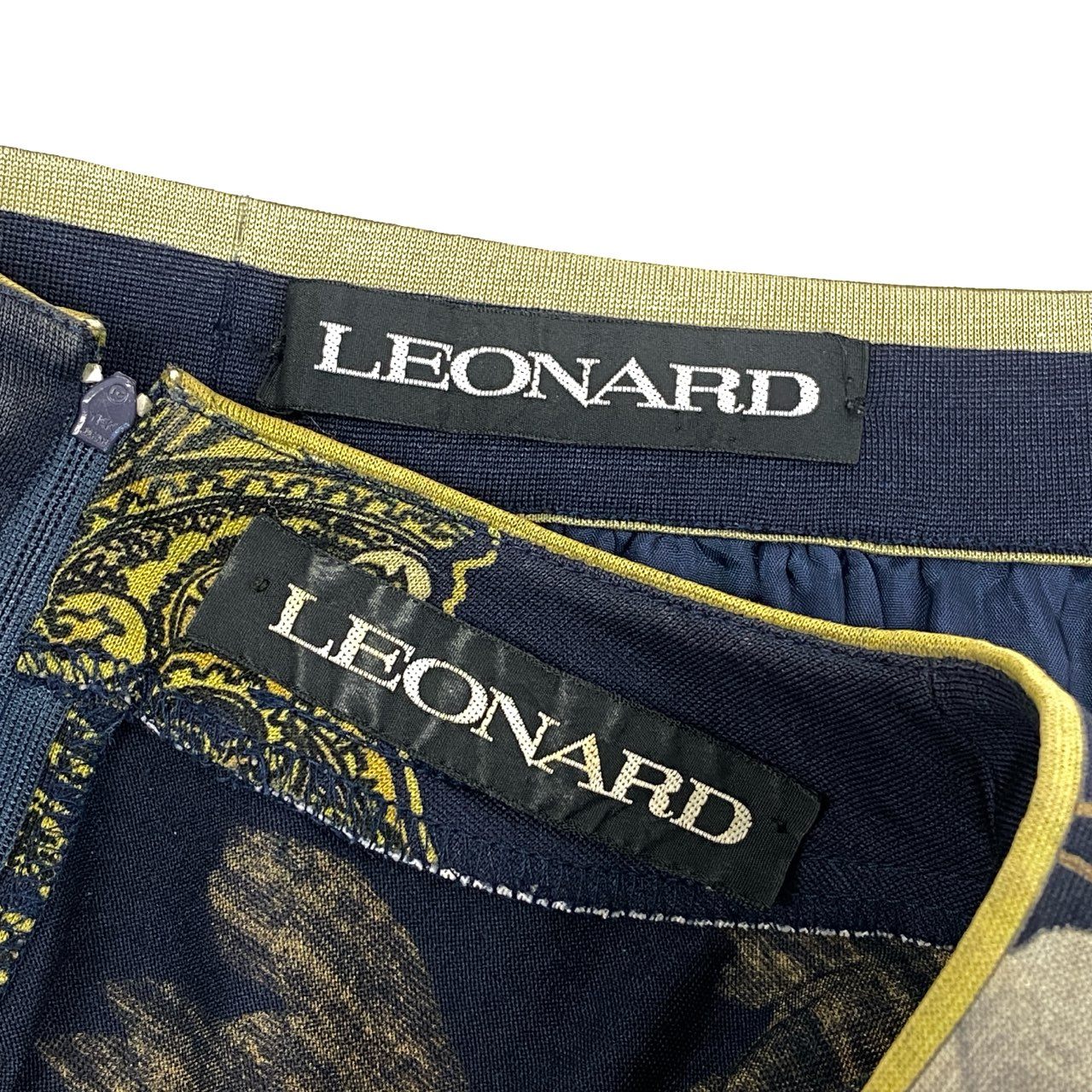 78i11 LEONARD レオナール 2点セット ハイゲージ 長袖ニット スカート セットアップ L ネイビー ウールシルク レディースu02t