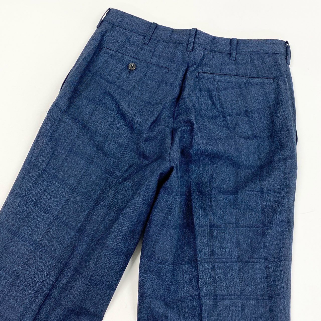 64L15 《美品》 TAKEO KIKUCHI タケオキクチ 日本製 NIKKE社製 シングルスーツ セットアップ 2 ブルー系 チェック ウール メンズu02t