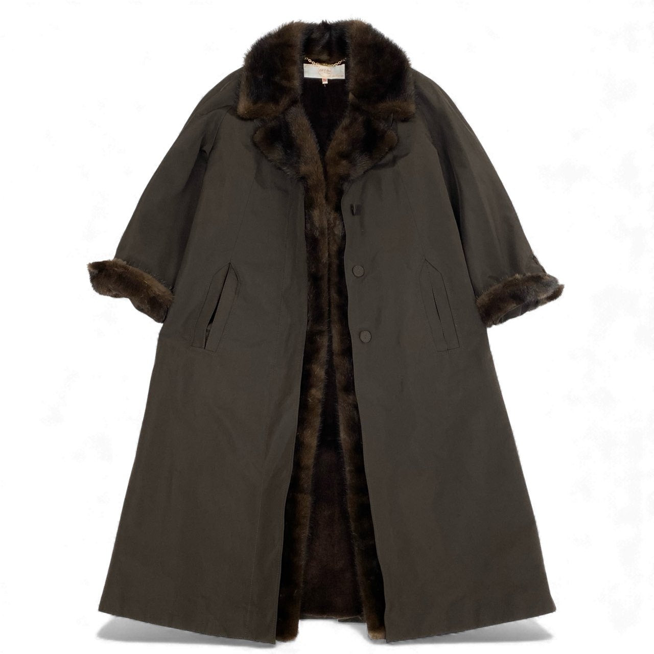 37L10 DELBA デルバ 2WAY ミンクファー ロングコート サイズ38 ブラウン 本毛皮使用 裏地毛皮 取外し可 イタリア製t18r