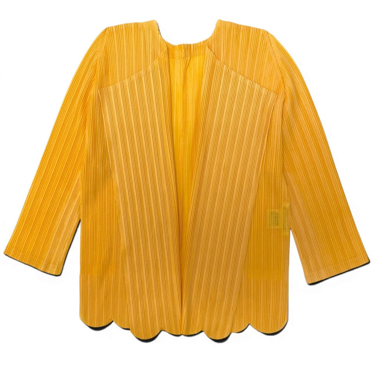 Ad22 【美品】PLEATSPLEASE プリーツプリーズ プリーツカーディガン ７分袖 トップス PP23-F0804 3サイズ イエロー ポリエステル100％ レディース 女性用k02i