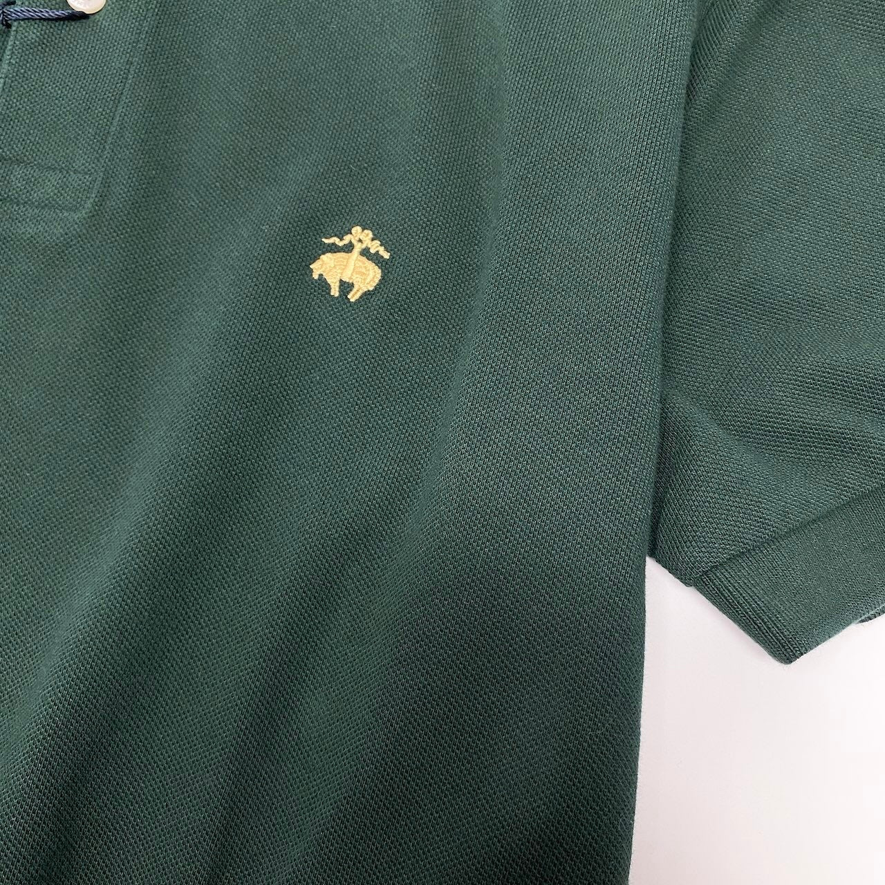 55d30 【未使用タグ付】 Brooks Brothers ブルックブラザーズ 半袖ポロシャツ カットソー トップス ワンポイント刺繡 S ダークグリーン コットン100％ メンズ 紳士服u02t
