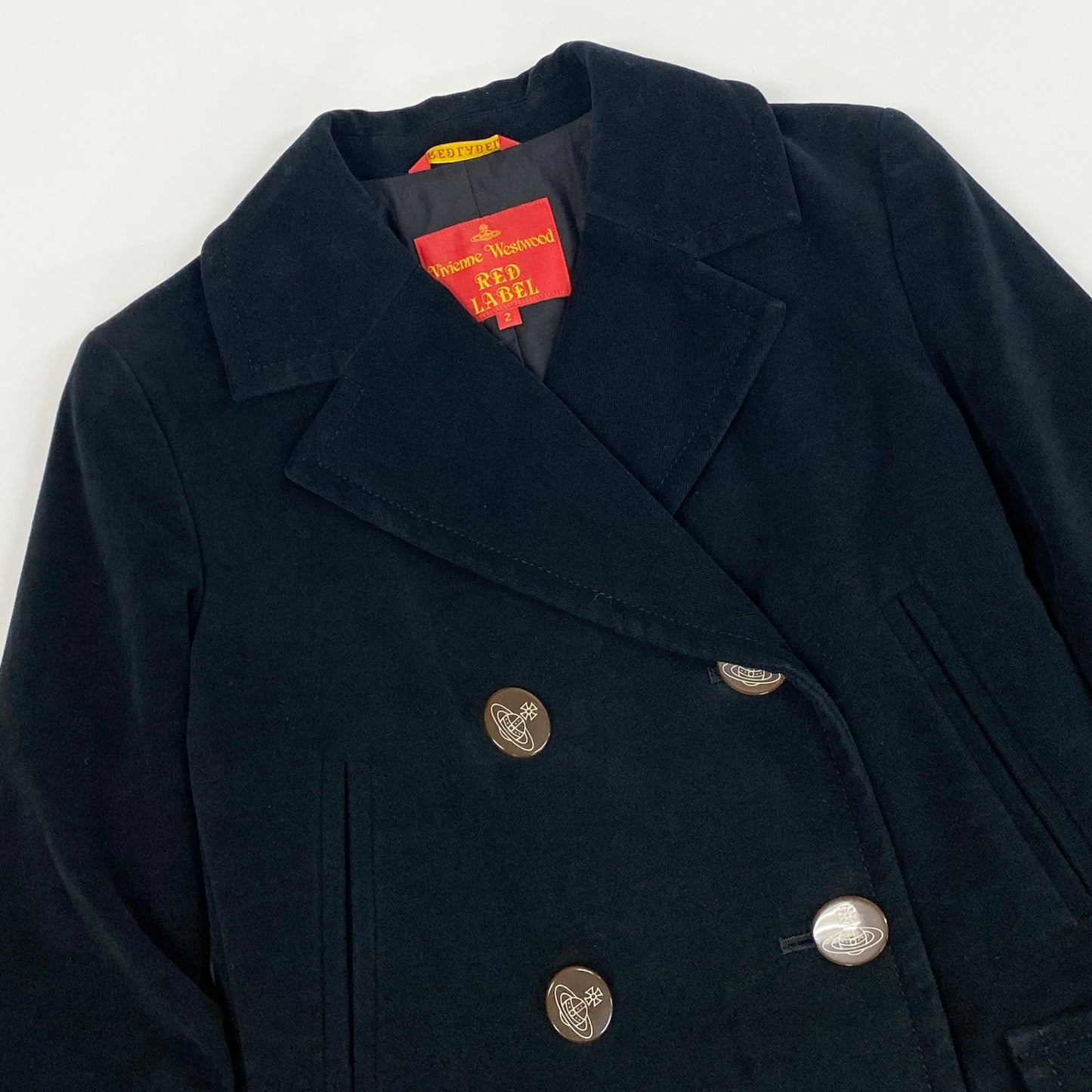 28k6 Vivienne Westwood RED LABEL ヴィヴィアンウエストウッド レッドレーベル オーブボタン Pコート 2 ブラックt18r