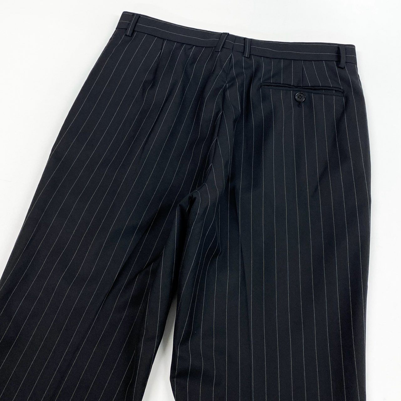 68L11 GIORGIO ARMANI ジョルジオアルマーニ シングルスーツ セットアップ ビジネス テーラードジャケット スラックス 52 ブラック ストライプ ピュアウール メンズ 男性用 イタリア製u02t