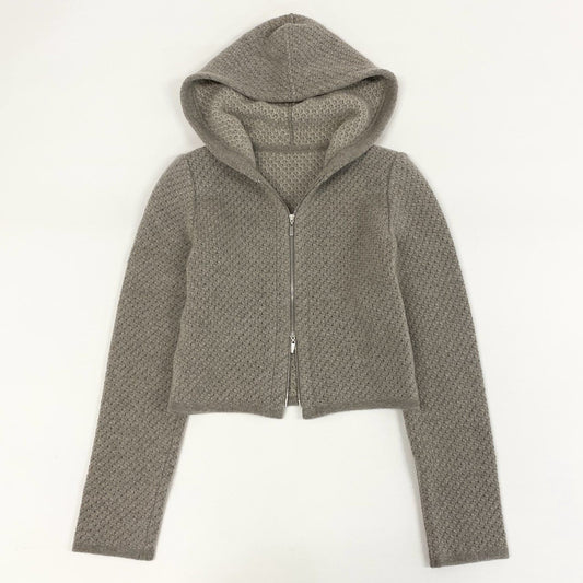 8h4【極美品】FOXEY フォクシー ダブルジップ カシミヤニットパーカー SEA BREEZE PARKA サイズ38 ベージュ レディース カシミアk02i