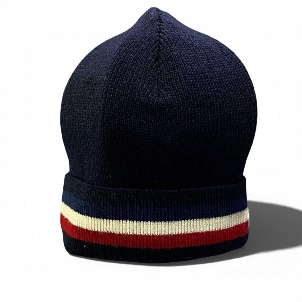 b23 MONCLER モンクレール ニットキャップ ニット帽 トリコロール ロゴパッチ ユニセックス 男女兼用 A9575 ネイビー ヴァージンウール100％