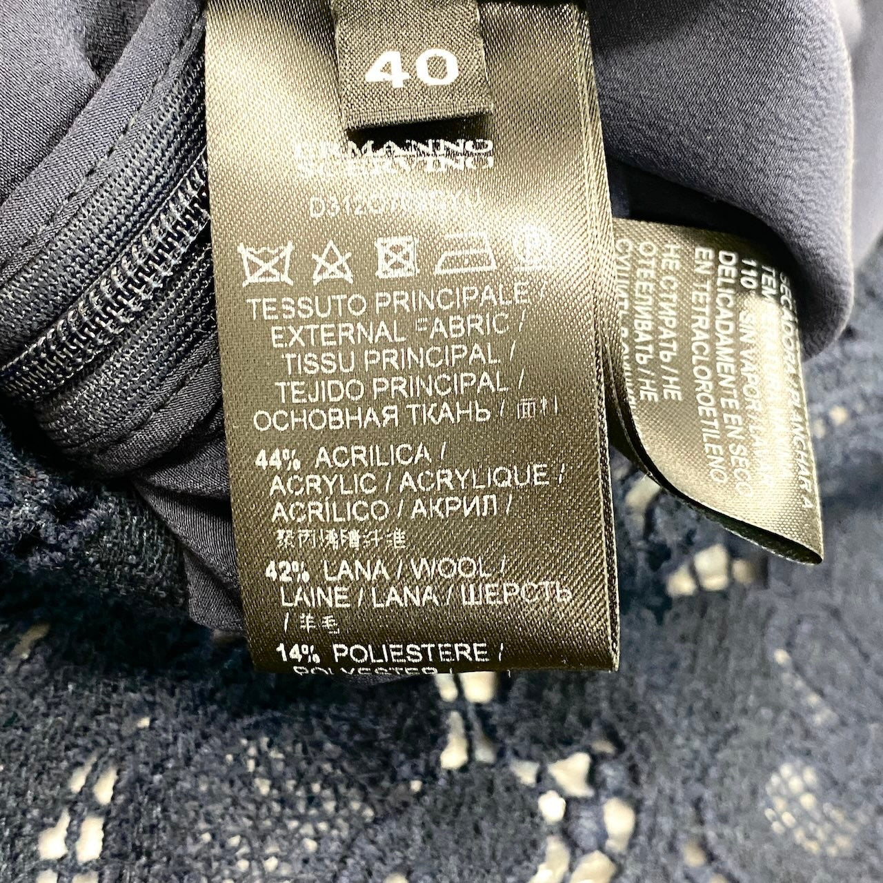 6f18 ERMANNO SCERVINO エルマンノシェルビーノ レーススカート 変形スカート 膝丈 イタリア製 40サイズ ネイビー レディース 女性用u02t