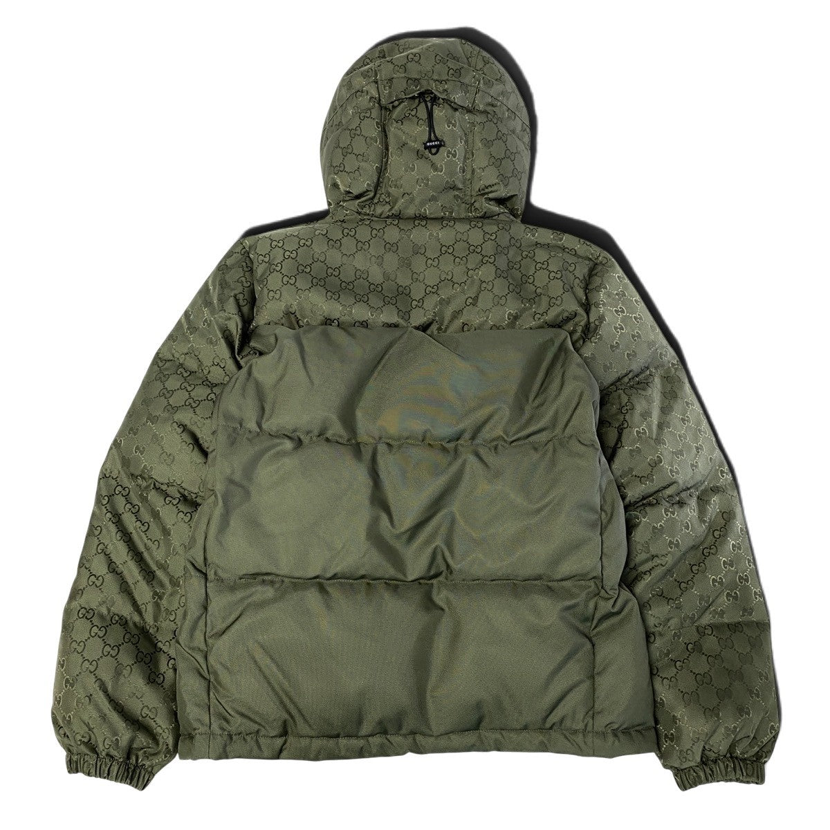 j26 【極美品】GUCCI ダウンジャケット GGジャガード アウター イタリア製 46サイズ カーキ ポリエステル100％ レディース 女性用k02i