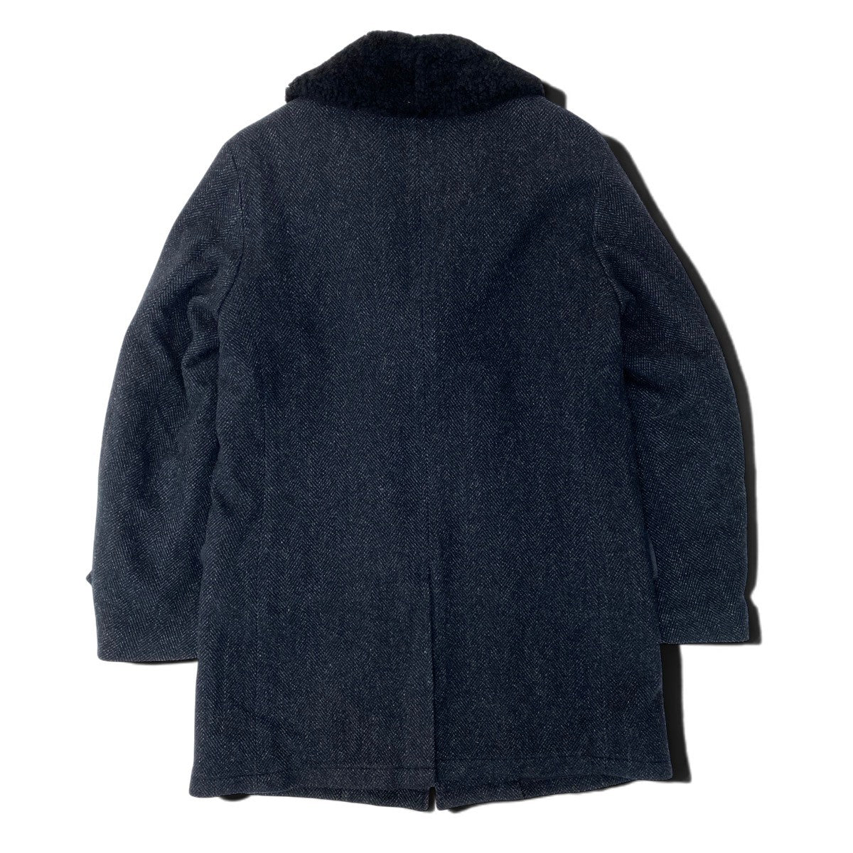 42h18 WACKO MARIA ワコマリア Ermenegildo Zegna ギャングコート アルパカブレンド 羊革 ボアカラー  S ブラック系 メンズ 男性用t18r