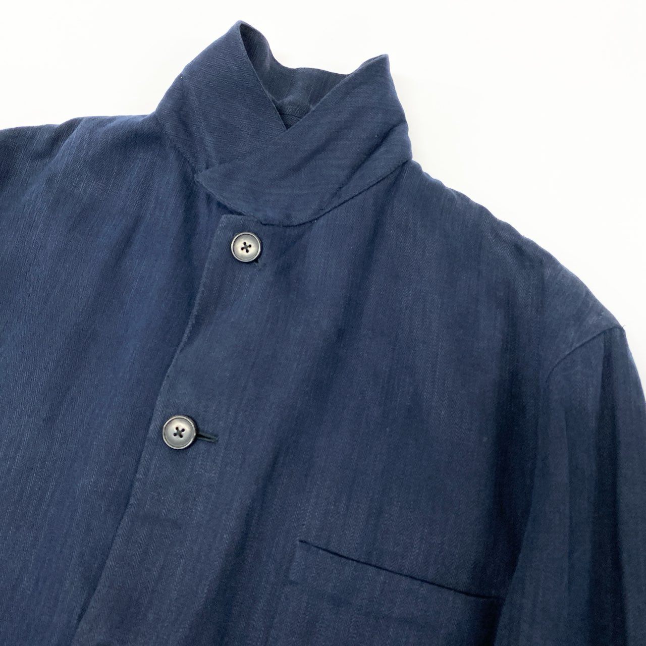 4k23 Hermès エルメス リネンジャケット アンコン ヘリンボーン PURE LINEN メンズ 紳士服 G10558 50 ネイビー 麻100％u02t