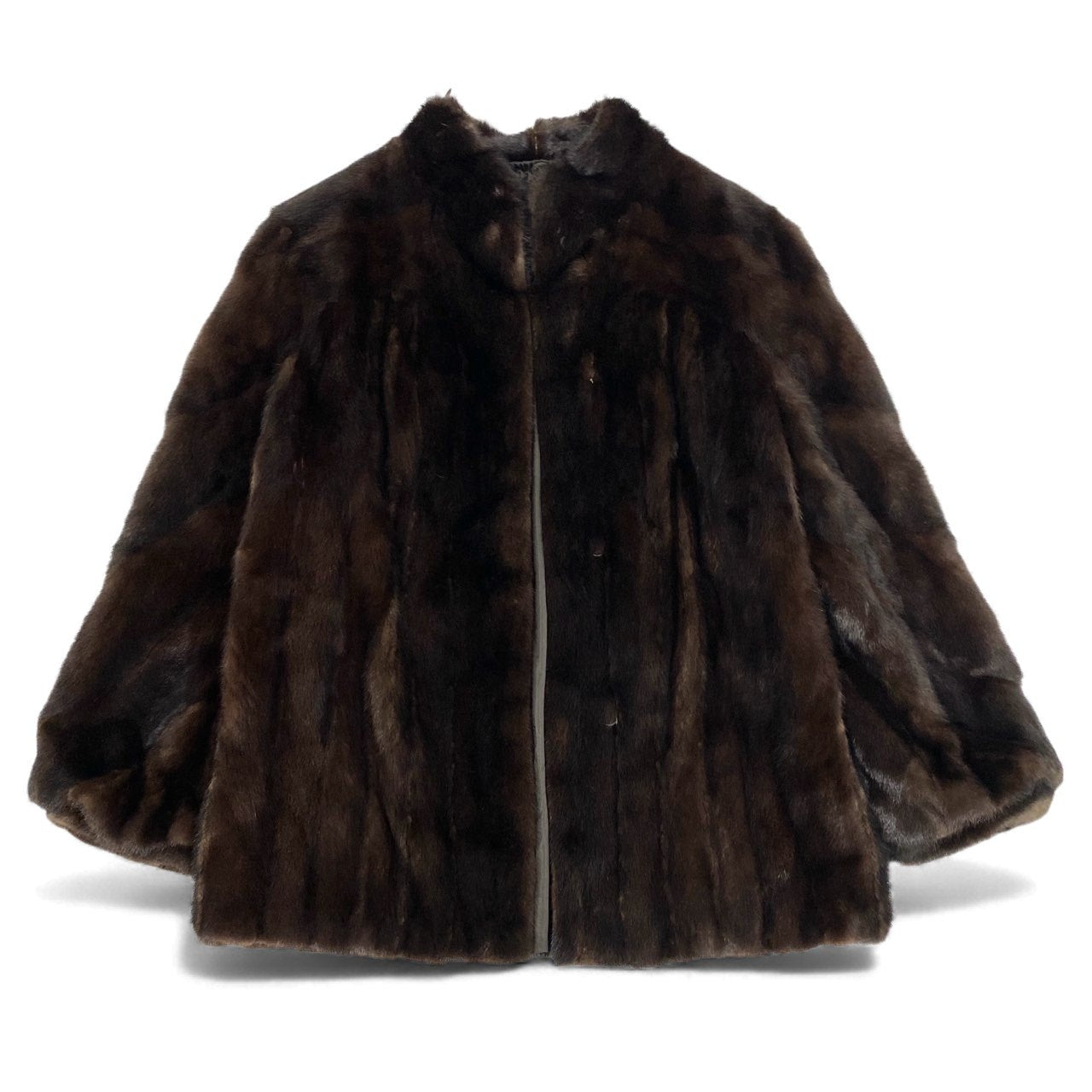49L10 SAGA MINK サガミンク 銀サガ マホガニー 螺旋袖 ミンク ファーコート サイズ13号 ブラウン 本毛皮 MINK FUR ポケット有 希少デザインt18r