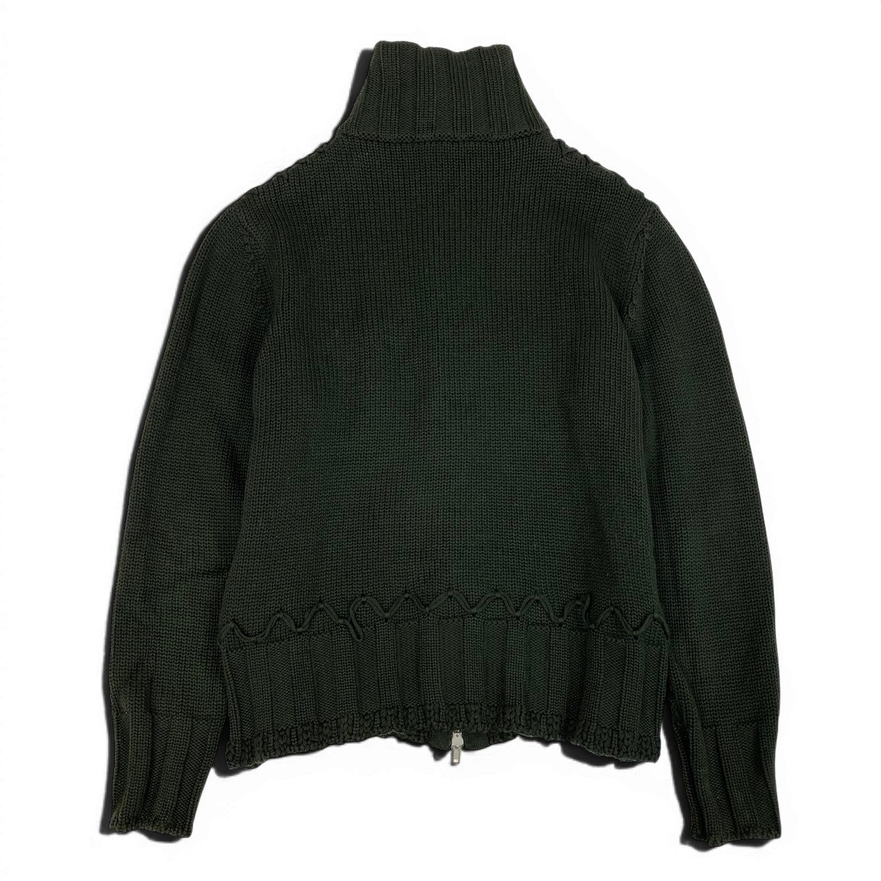 8d16 Roberto cavalli ロベルトカヴァリ ニットジャケット ハイネックニットジャケット アウター ダブルジップ 50サイズ カーキ ウール100％ メンズ 男性用u02t