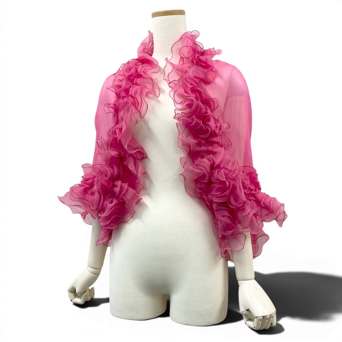 14f10 VALENTINO GARAVANI ヴァレンティノ ガラヴァーニ フリルボレロ シアーボレロ パーティー  ピンク シルク100％ レディース 女性用u02t