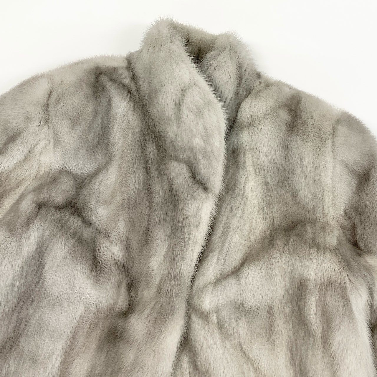 53k10 サファイアミンク ロングコート 15 シルバーグレー 最高級本毛皮 SAPPHIRE MINK FUR ポケット付 毛並み◎t18r