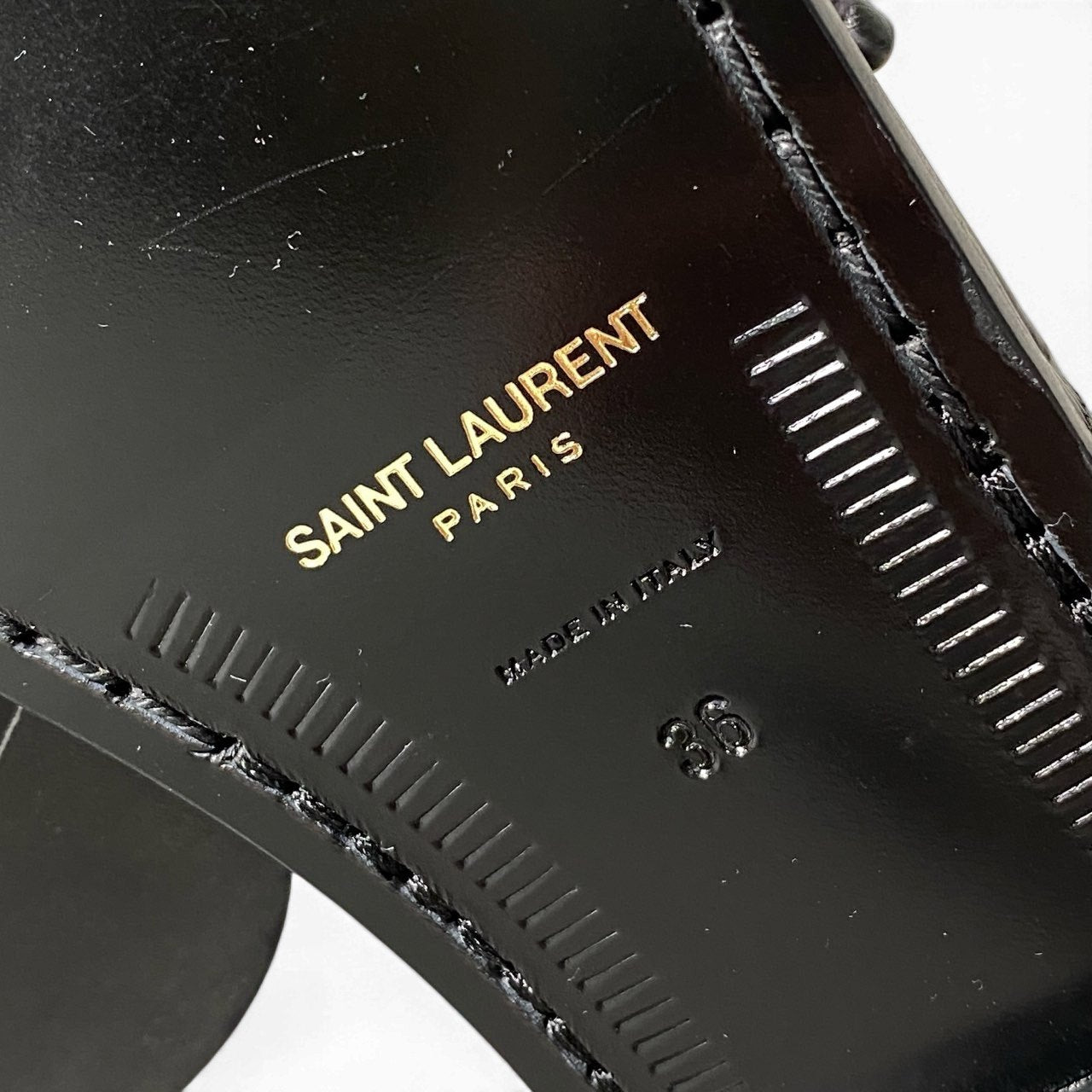 【未使用品】SAINT LAURENT サンローラン パリ LOU Loafers ル ローファー サイズ36 ブラック イールスキン レディース 革靴k02i