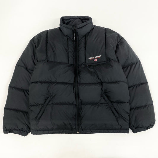 14h29 POLO SPORT RALPH LAUREN ポロスポーツ ラルフローレン ダウンジャケット アウター 胸元ロゴ刺繍 LLサイズ ブラック メンズ 男性用u02t
