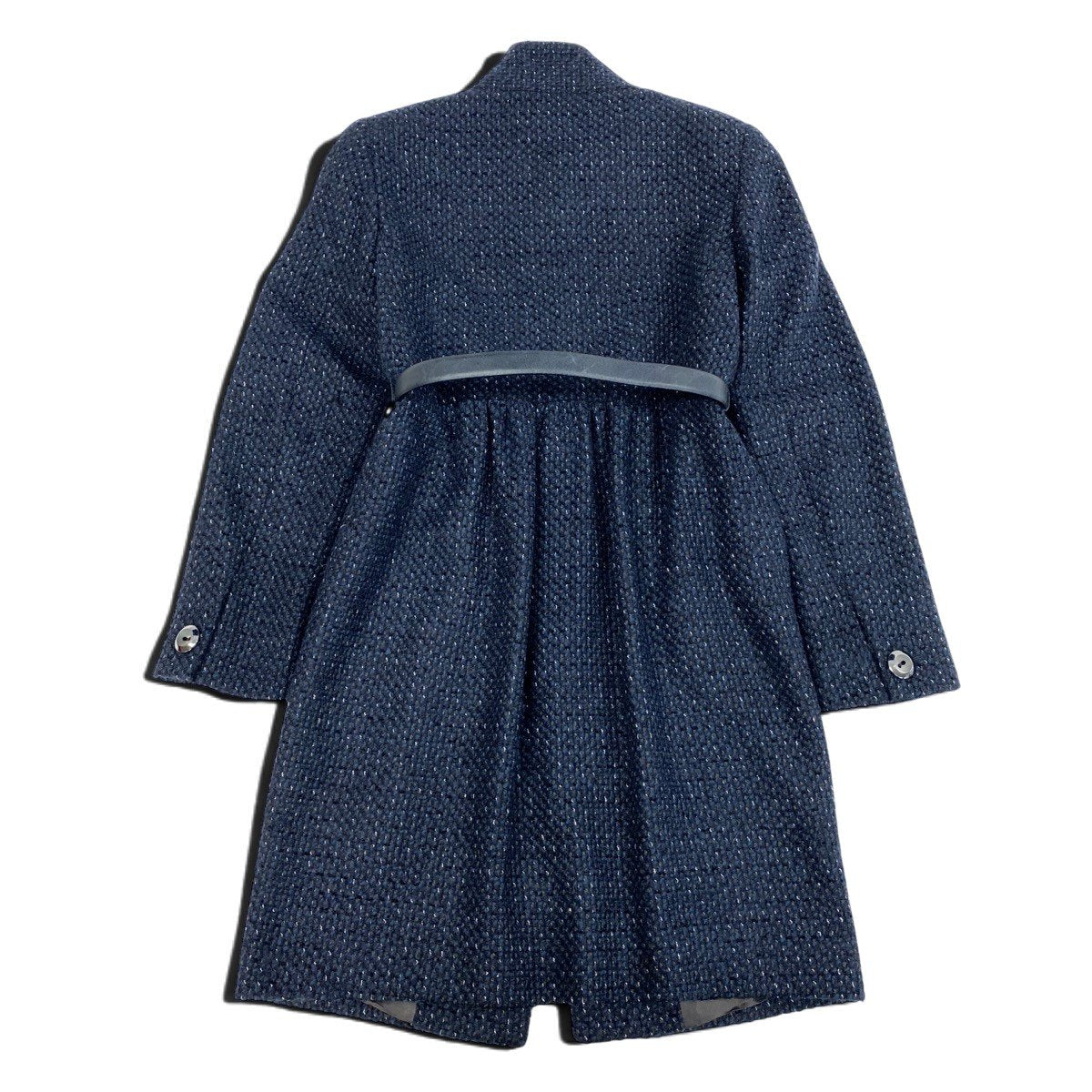 j23 【美品】MaxMara ツイードスタンドカラーコート アウター イタリア製 42サイズ ネイビー レディース 女性用u02t