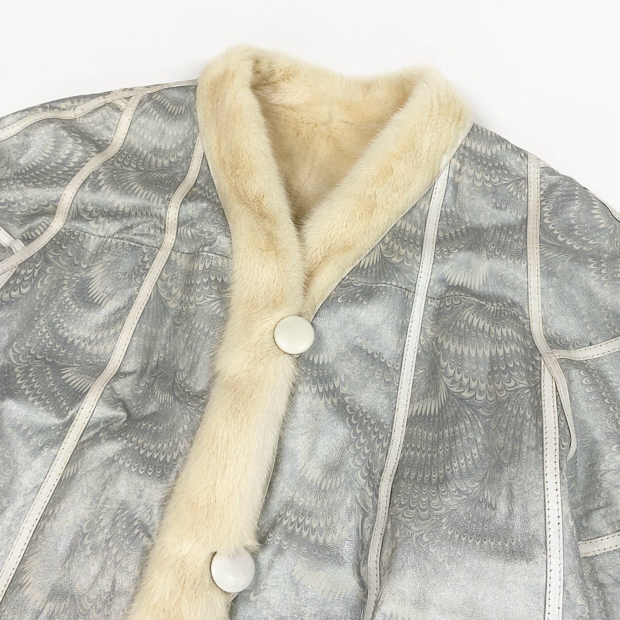 20k2《希少》 ショール付き パールミンク ロングコート 98cm ホワイト 最高級本毛皮 ノーカラー 裾広がり PEARL MINK FURt18r