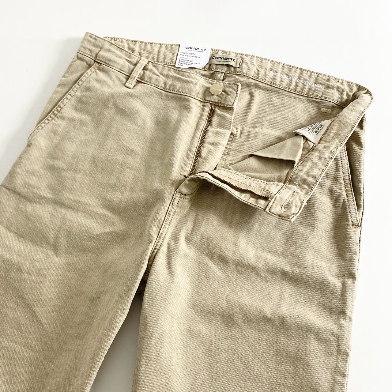 67e12 《未使用保管品》 タグ付 Carhartt WIP カーハート ダブルアイピ― Plerce Pant Straight ウィメンズ ピアス パンツ ストレート ペインターパンツ ワーク ボトムス I030289 w29 ベージュ コットン