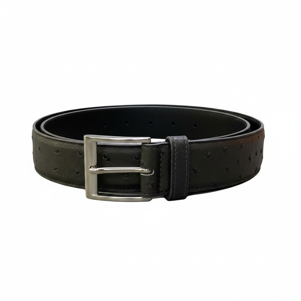 j2 《極美品》 BOTTEGA VENETA ボッテガヴェネタ オーストリッチ レザーベルト  95 グレー系 レザー メンズ イタリア製u02t