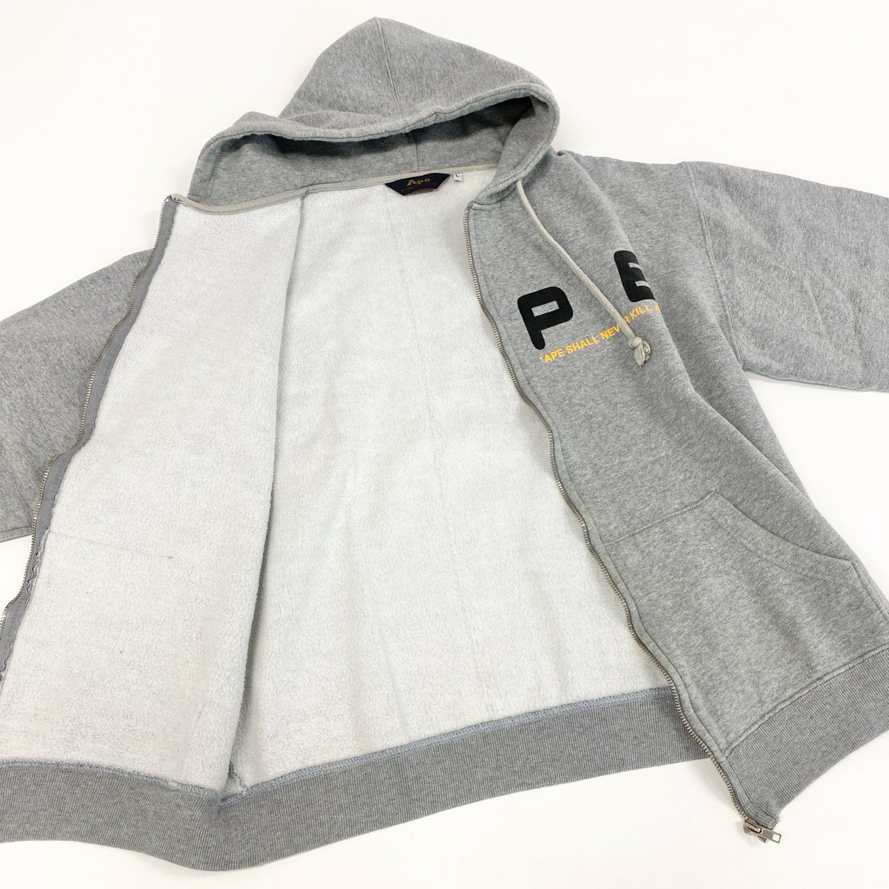 49f2 A BATHING APE アベイシングエイプ 初期 ジップパーカー ロゴジップフーディ トップス バックプリント VINTAGE ヴィンテージ Lサイズ グレー コットン