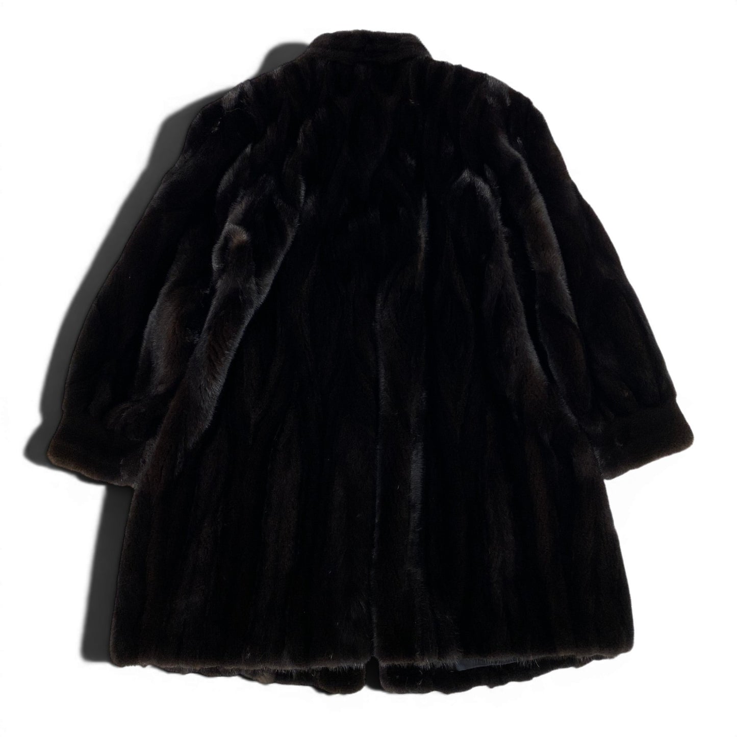 76e14 BLACKGLAMA ブラックグラマ 紋様柄 ダークミンク ロングコート サイズF ダークブラウン 最高級本毛皮 Mink Fur Long Coatt18r