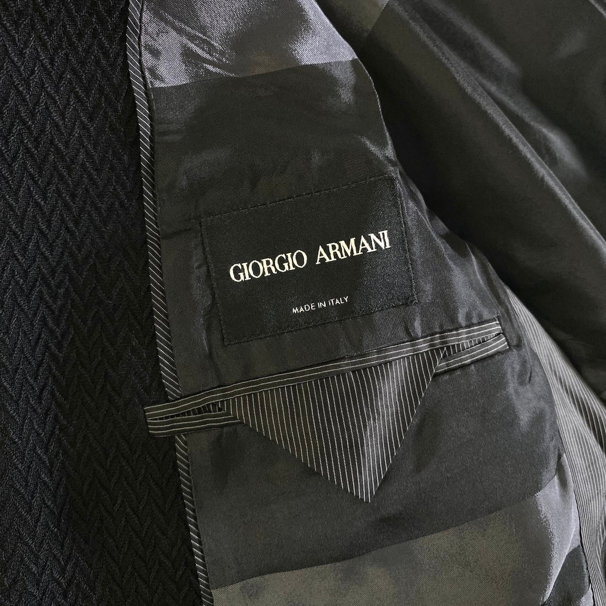35j26 GIORGIO ARMANI ジョルジオアルマーニ BORGO21 黒タグ テーラードジャケット 大きいサイズ 52 ブラック メンズu02t