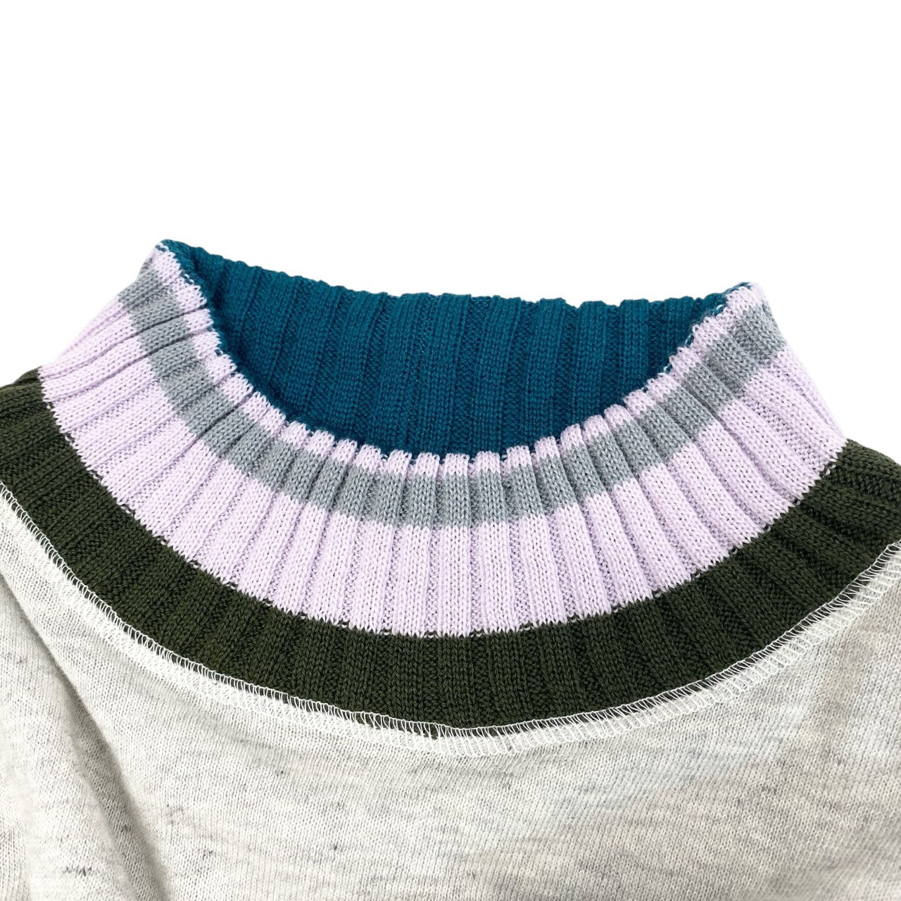 74c13 《新品タグ付き》 i+mu センソユニコ ネックデザイン コットンニット セーター 40 グレー レディースu02t