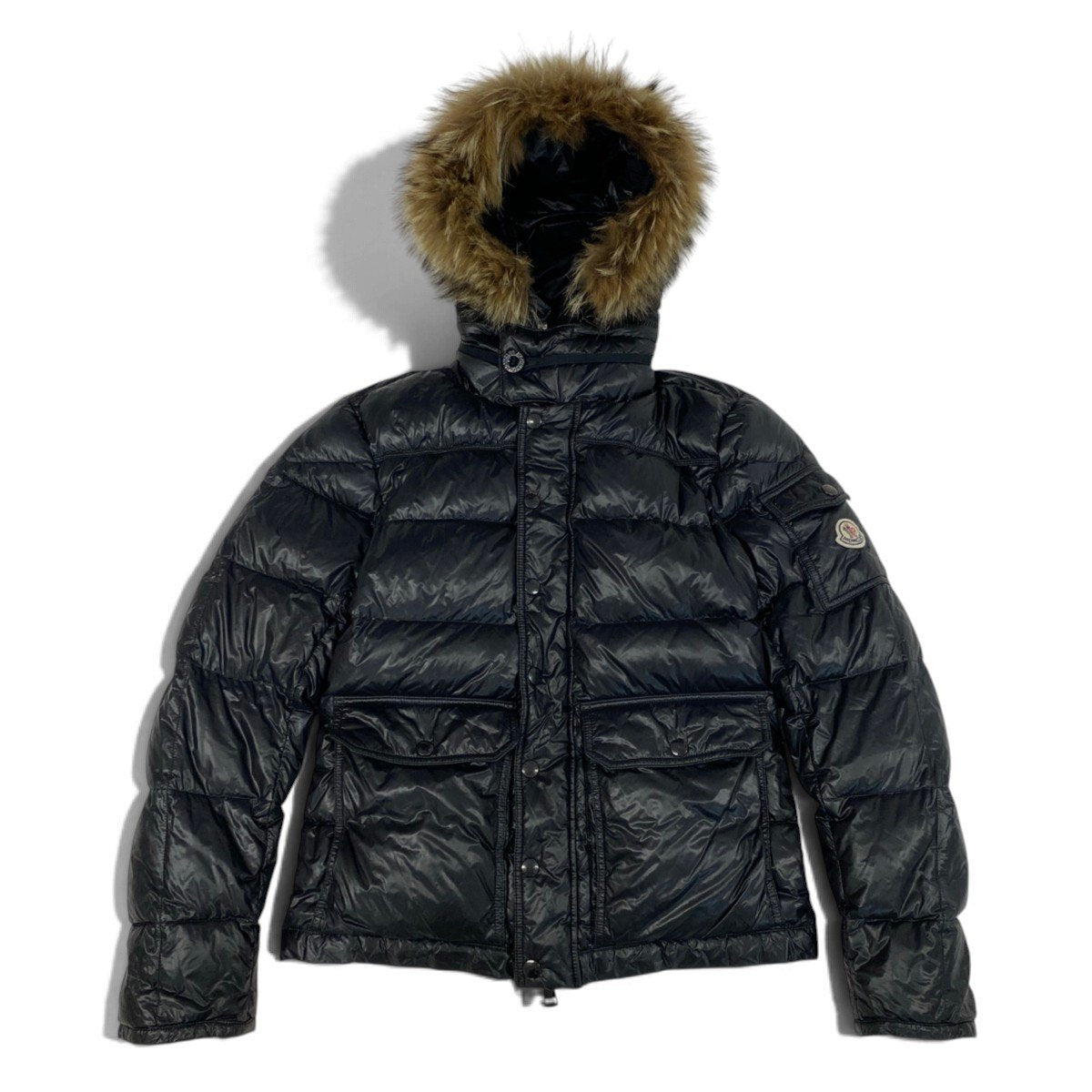 65j5 MONCLER モンクレール HUBERT ファーフード ダウンジャケット サイズ0 ブラック メンズk02i
